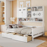 Wooden Daybed With 2 Drawers, And All-In-One Cabinet And Shelf