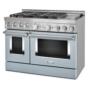 KitchenAid 48'' Smart Commercial-Style Gas Range With Griddle - Misty Blue