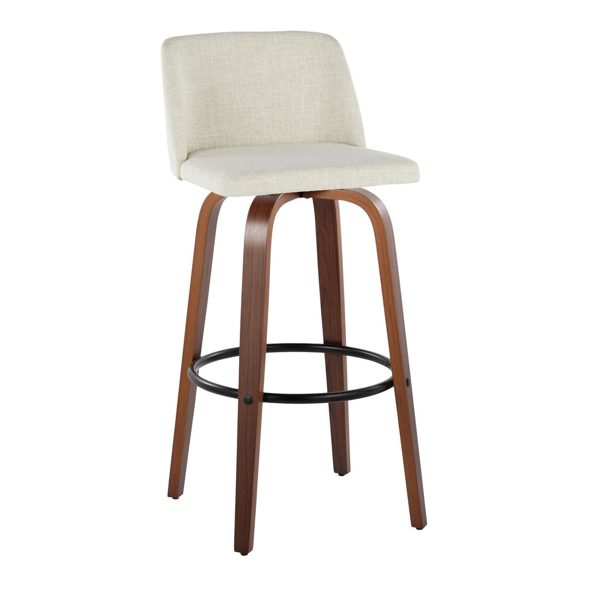 Toriano - 30" Faux Leather Fixed-Height Barstool (Set of 2) - Walnut & Chrome Base