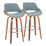 Fabrizzi - Mid Century Modern Fixed Height Barstool With Swivel With Round Footrest (Set of 2)