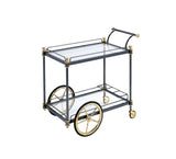 Cyrus - Clear Glass Serving Cart - Black / Gold