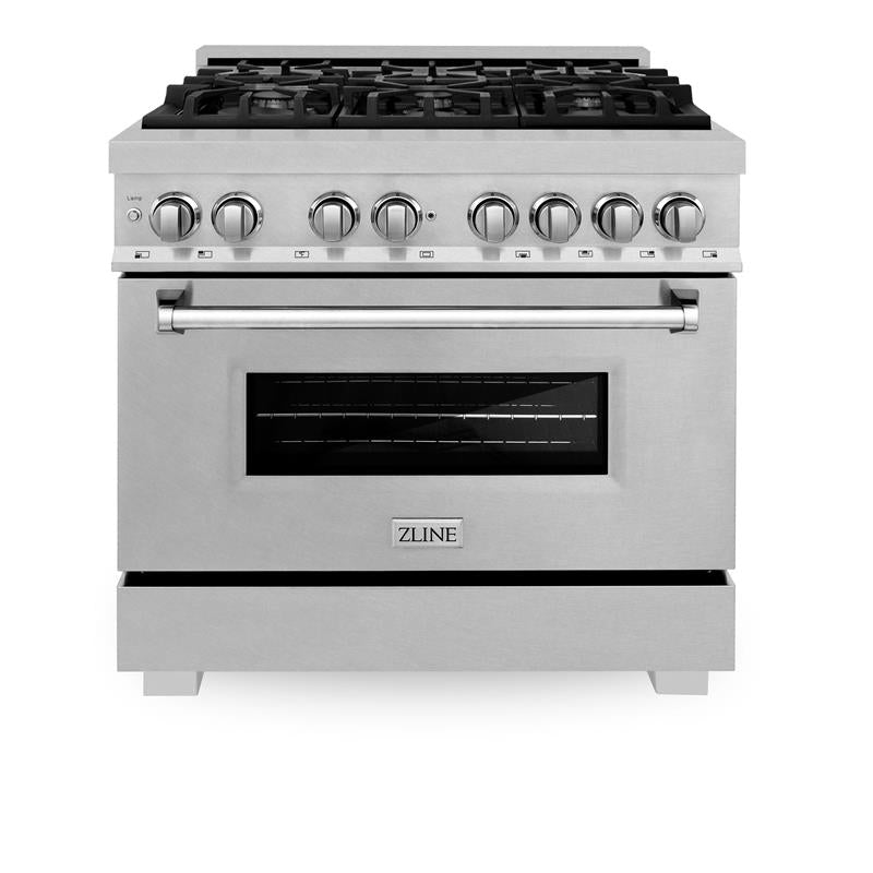 ZLINE 36 in. Professional Dual Fuel Range in DuraSnow Stainless Steel with Color Door Finishes (RAS-SN-36) [Color: DuraSnow Stainless Steel] - (RASSN36)