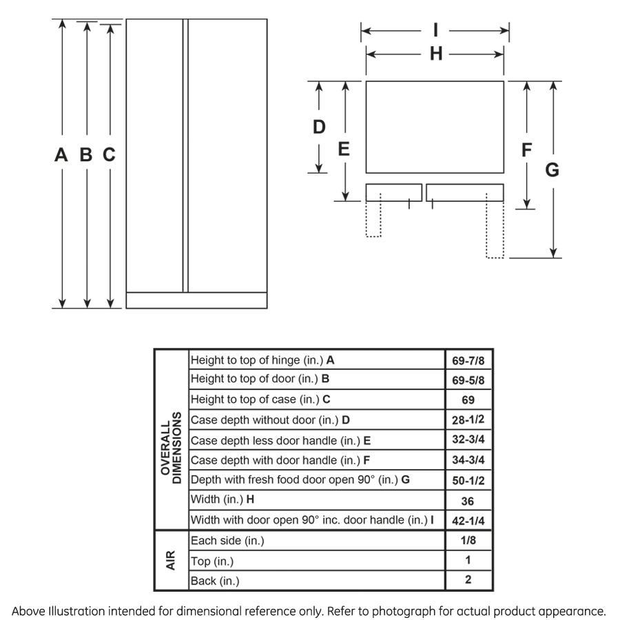 GE(R) ENERGY STAR(R) 25.3 Cu. Ft. Side-By-Side Refrigerator - (GSE25GYPFS)