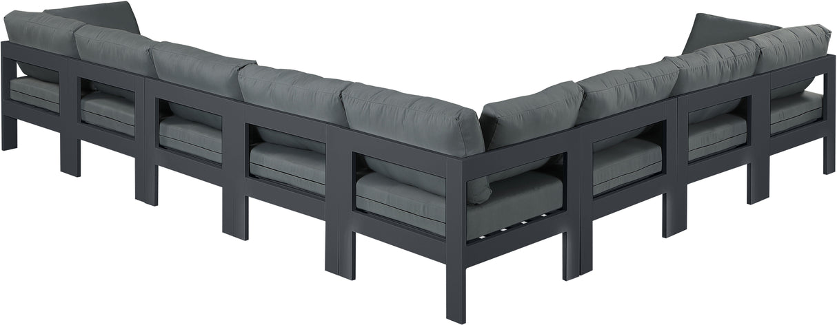 Nizuc - Outdoor Patio Modular Sectional 8 Piece - Grey - Fabric - Modern & Contemporary