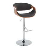 Curvo - Mid Century Modern Adjustable Barstool With Swivel With Straight T Footrest