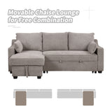 Pull Out Sleeper Sofa L-Shaped Couch Convertible Sofa Bed With Storage Chaise, Storage Racks And USB Ports