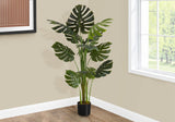 55" Tall, Artificial Plant, Monstera Tree, Indoor, Faux, Fake, Floor, Greenery, Potted, Real Touch, Decorative - Green / Black