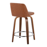 Toriano - 24" Fixed-height Counter Stool (Set of 2) - Walnut And Camel