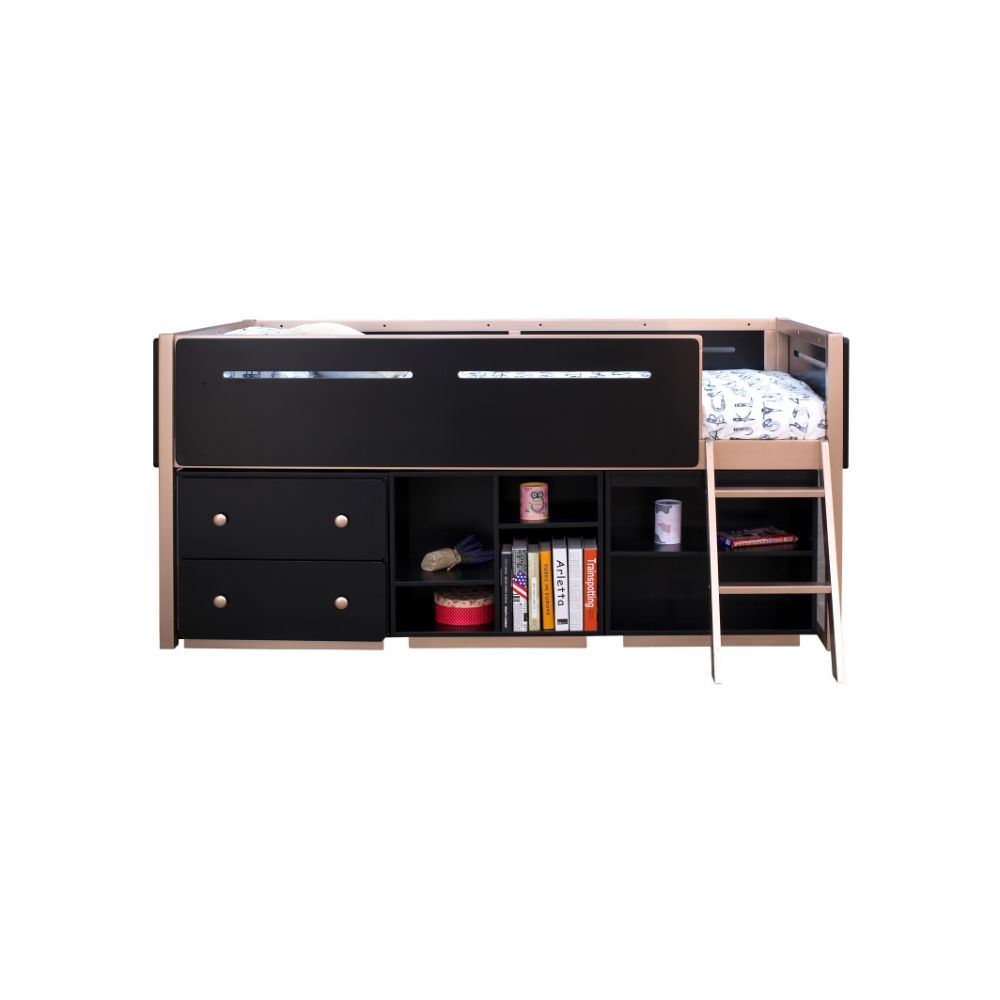 Prescott - Loft Bed - Black & Rose-Gold