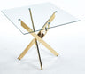 Dining Table With Cross Metal Leg And Tempered Glass, Modern Space Saving Kitchen Table For Living Room Legs, Square Table