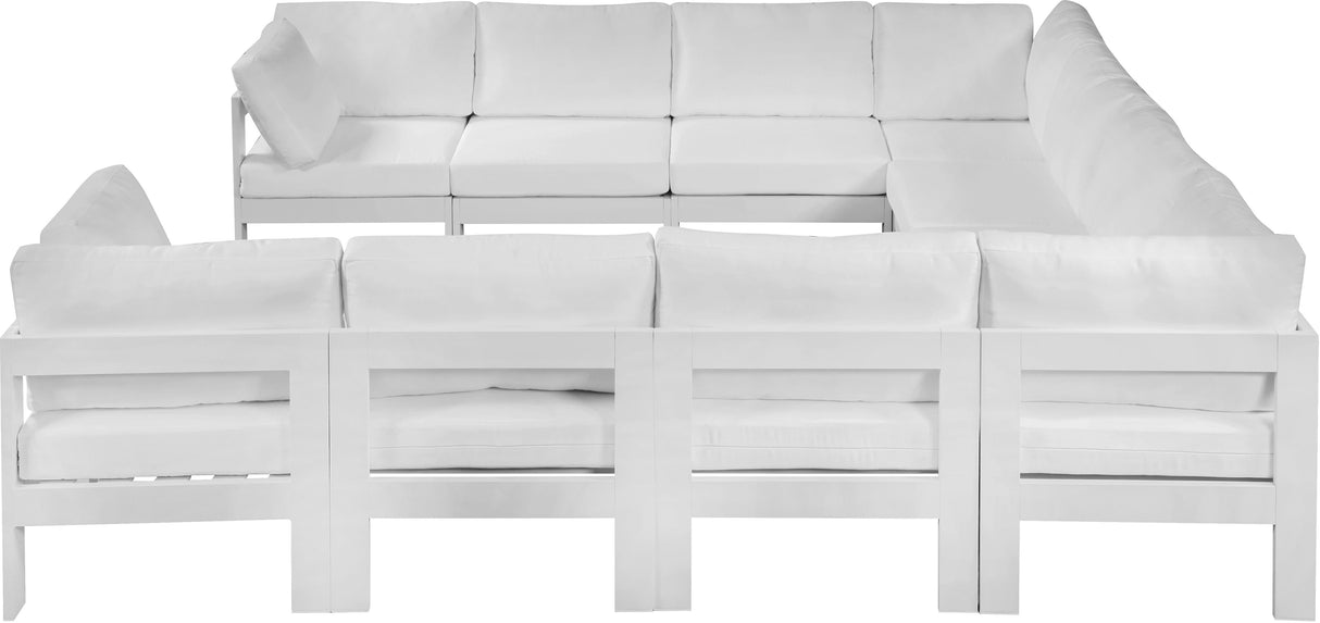 Nizuc - Outdoor Patio Modular Sectional 10 Piece - White - Fabric