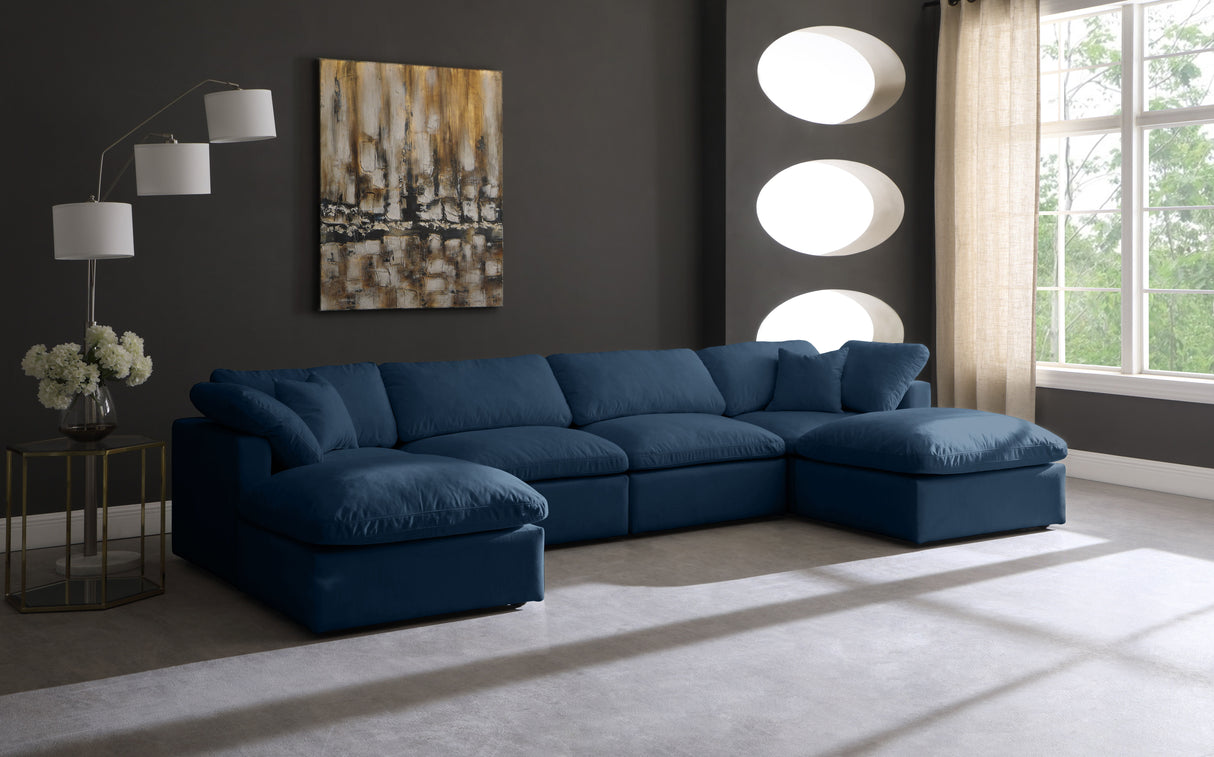 Plush - Velvet Standart Comfort Modular Sectional Standart 6 Piece - Navy - Fabric - Modern & Contemporary