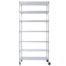 7 Tier Metal Shelf Wire Shelving Unit, 2450Lbs Heavy Duty Adjustable Storage Rack With Wheels & Shelf Liners For Closet Kitchen Garage Basement Commercial Shelving