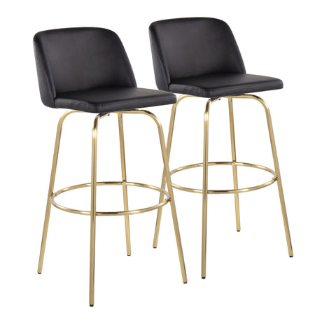 Toriano - 30" Fixed-Height Barstool (Set of 2) - Gold Base