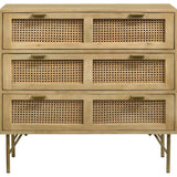 Zamora - 3-Drawer Accent Cabinet - Natural And Antique Brass