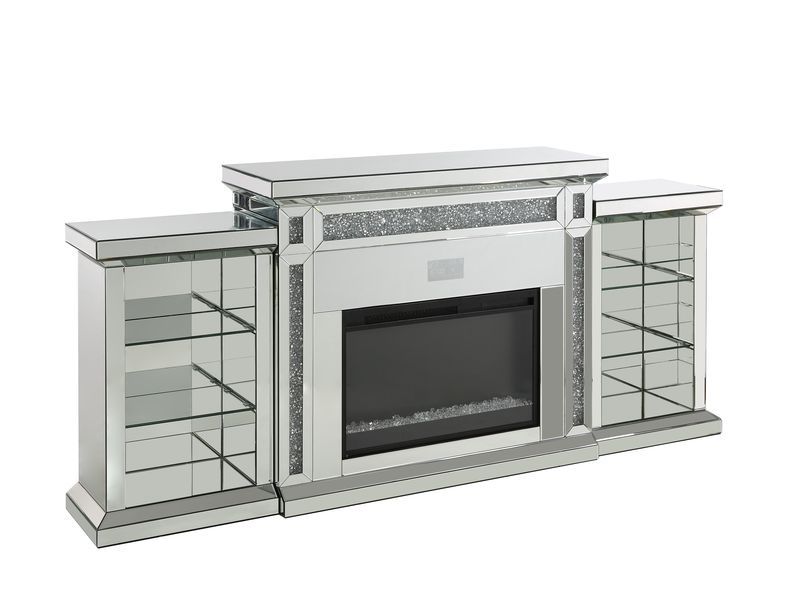 Noralie - Fireplace - Mirrored & Faux Diamonds