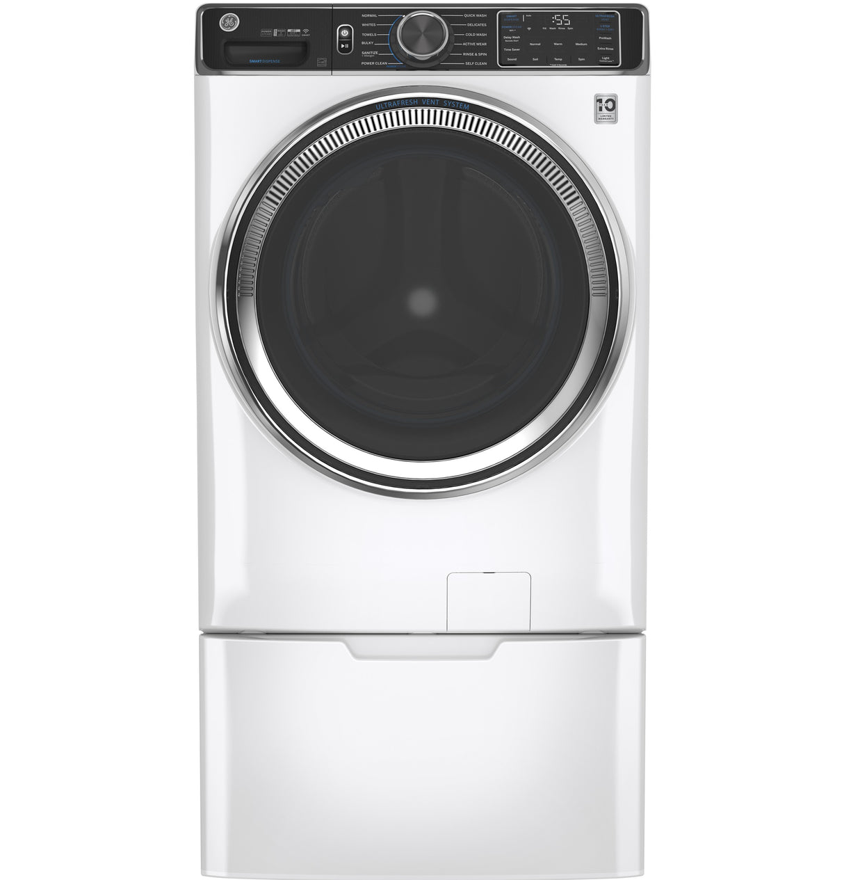 GE(R) ENERGY STAR(R) 5.0 cu. ft. Capacity Smart Front Load Steam Washer with SmartDispense(TM) UltraFresh Vent System with OdorBlock(TM) and Sanitize + Allergen - (GFW850SSNWW)