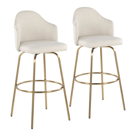 Ahoy - Fixed-Height Bar Stool - Metal Legs And Round Metal Footrest With Fabric Seat (Set of 2)