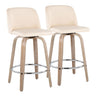 Toriano - 26" Fixed-Height Counter Stool (Set of 2) - Gray & Chrome Round Base