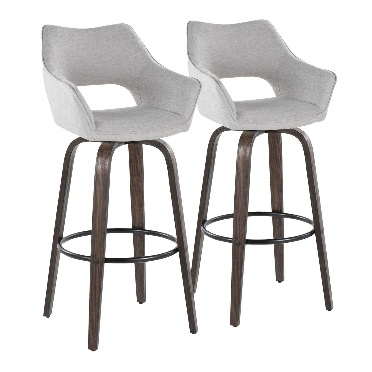 Mustang - 30" Fixed-Height Barstool With Swivel - Walnut Glazed Wood (Set of 2)