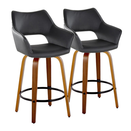 Mustang - 26" Fixed-Height Counter Stool With Swivel - Walnut Wood (Set of 2)