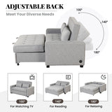 Upholstered Sleeper Bed, Pull Out Sofa Bed Couch Attached Two Throw Pillows, Dual USB Charging Port And Adjustable Backrest For Living Room Space