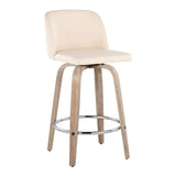 Toriano - 26" Fixed-Height Counter Stool (Set of 2) - Gray & Chrome Round Base