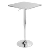 Bistro - Adjustable Square Bar Table - Silver