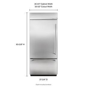 20.9 Cubic Feet 36" Width Built-In Stainless Bottom Mount Refrigerator With Platinum Interior Design - Pearl Silver