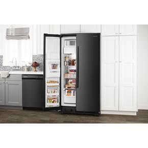 36" Side-By-Side Refrigerator With Dual Pad External Ice And Water Dispenser - Black