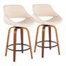 Fabrico - Mid Century Modern Fixed Height Counter Stool And Round Footrest (Set of 2)