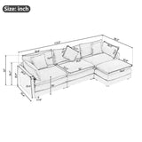 L-Shape Chenille Upholstered Sofa For Living Room Modern Luxury Sofa Couch With Ottoman And 5 Pillows For Living Room