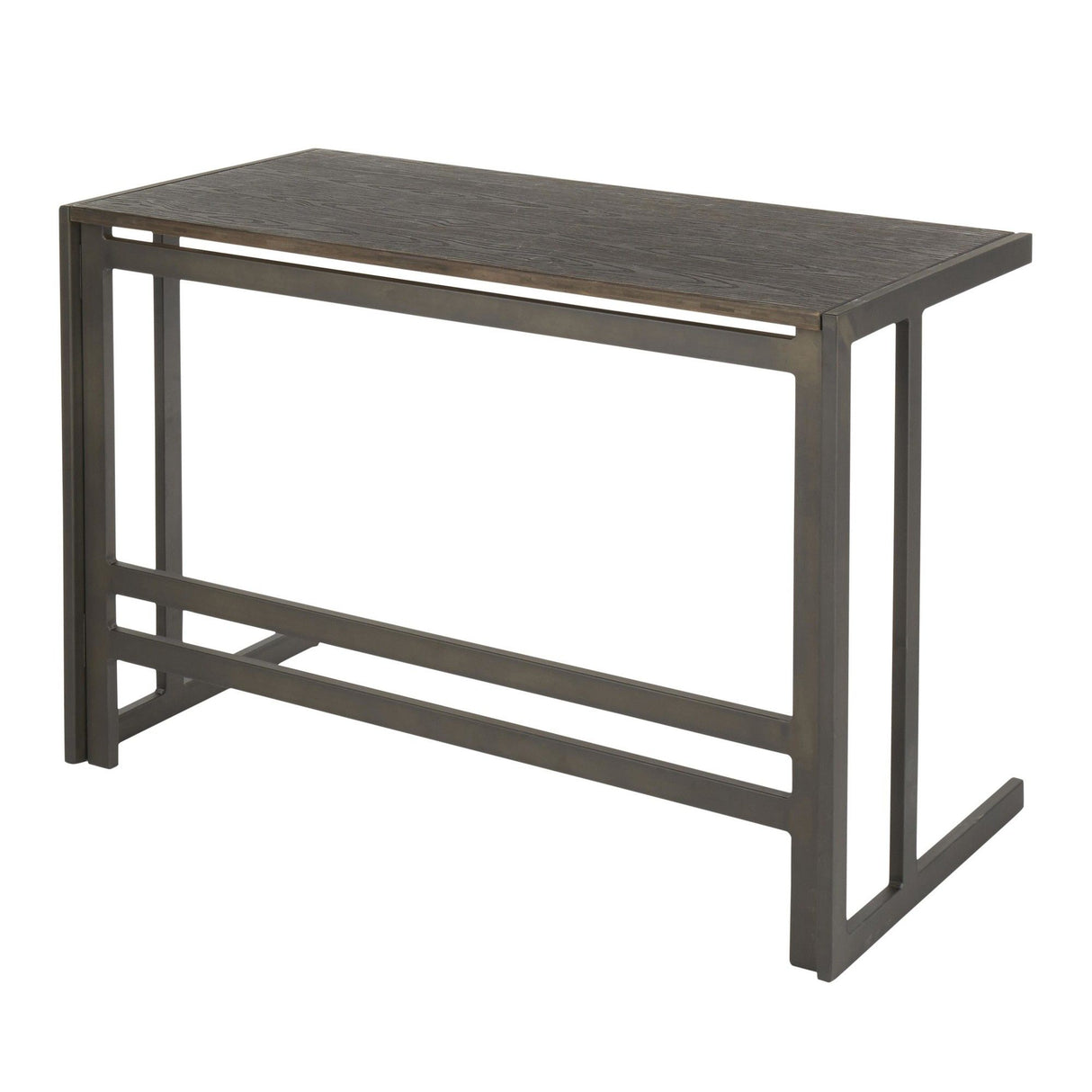 Roman - Office Desk - Antique Metal And Espresso Wood - Pressed Grain Bamboo