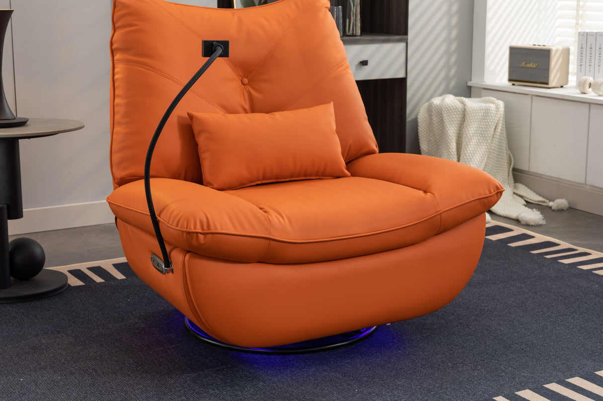 270 Swivel Glider Recliner Chair, Power Recliner Rocking Chair, USB Port Charge For Nursery Chair With Atmosphere Lamp For Living Room Bedroom Apartment