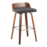 Maya - 30" Fixed-Height Barstool (Set of 2) - Walnut & Silver Base