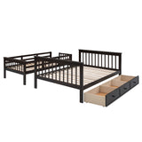 Twin Over Full Stairway Bunk Bed With Drawer, Storage And Guard Rail For Bedroom, Dorm, For Adults