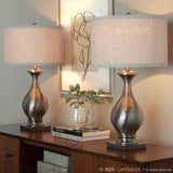 Pearl - 29" Polyresin Table Lamp - Matte White Poly, Natural Shell And White Linen Shade from Grandview Gallery (Set of 2)