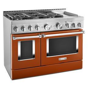 KitchenAid 48'' Smart Commercial-Style Gas Range With Griddle - Scorched Orange