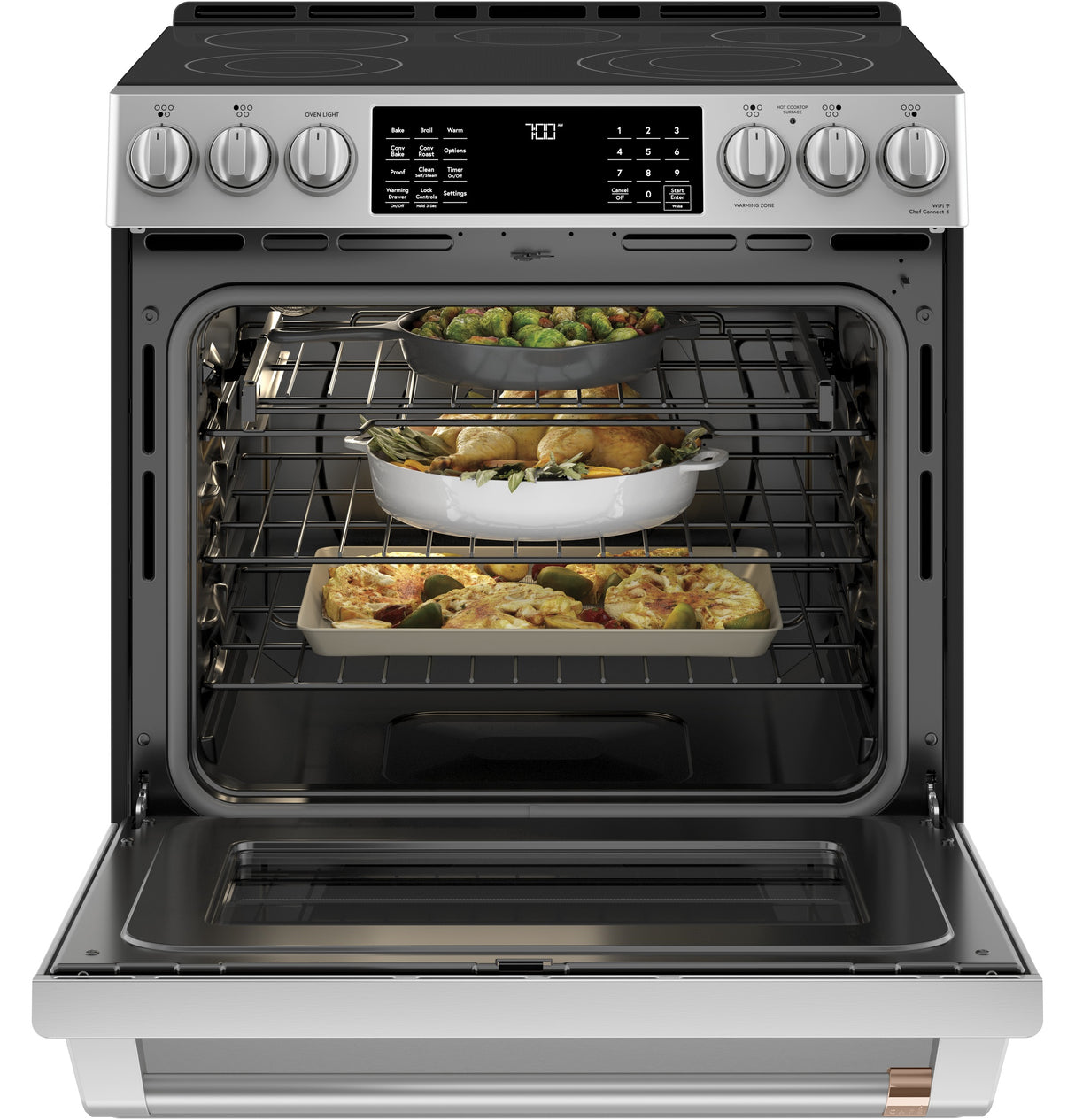 Caf(eback)(TM) 30" Smart Slide-In, Front-Control, Radiant and Convection Range - (CES700P2MS1)