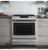 GE(R) 30" Slide-In Front-Control Convection Gas Range - (JGS760SELSS)