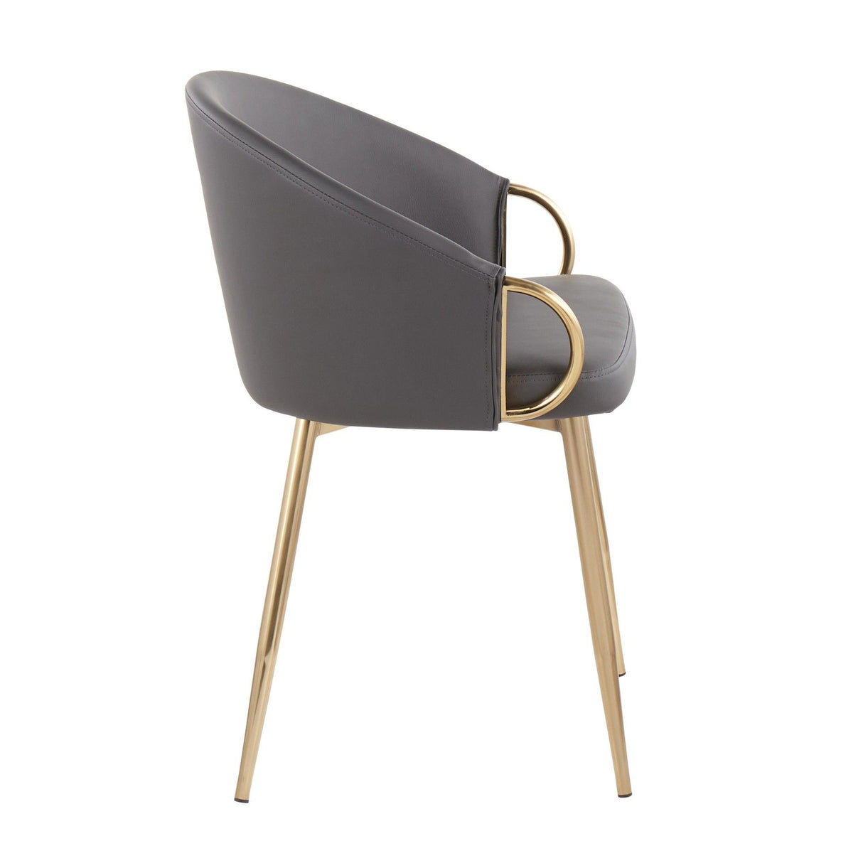 Claire - Chair - Gold Metal And Gray Faux Leather