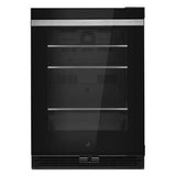 24" Noir Under Counter Glass Door Refrigerator, Right Swing