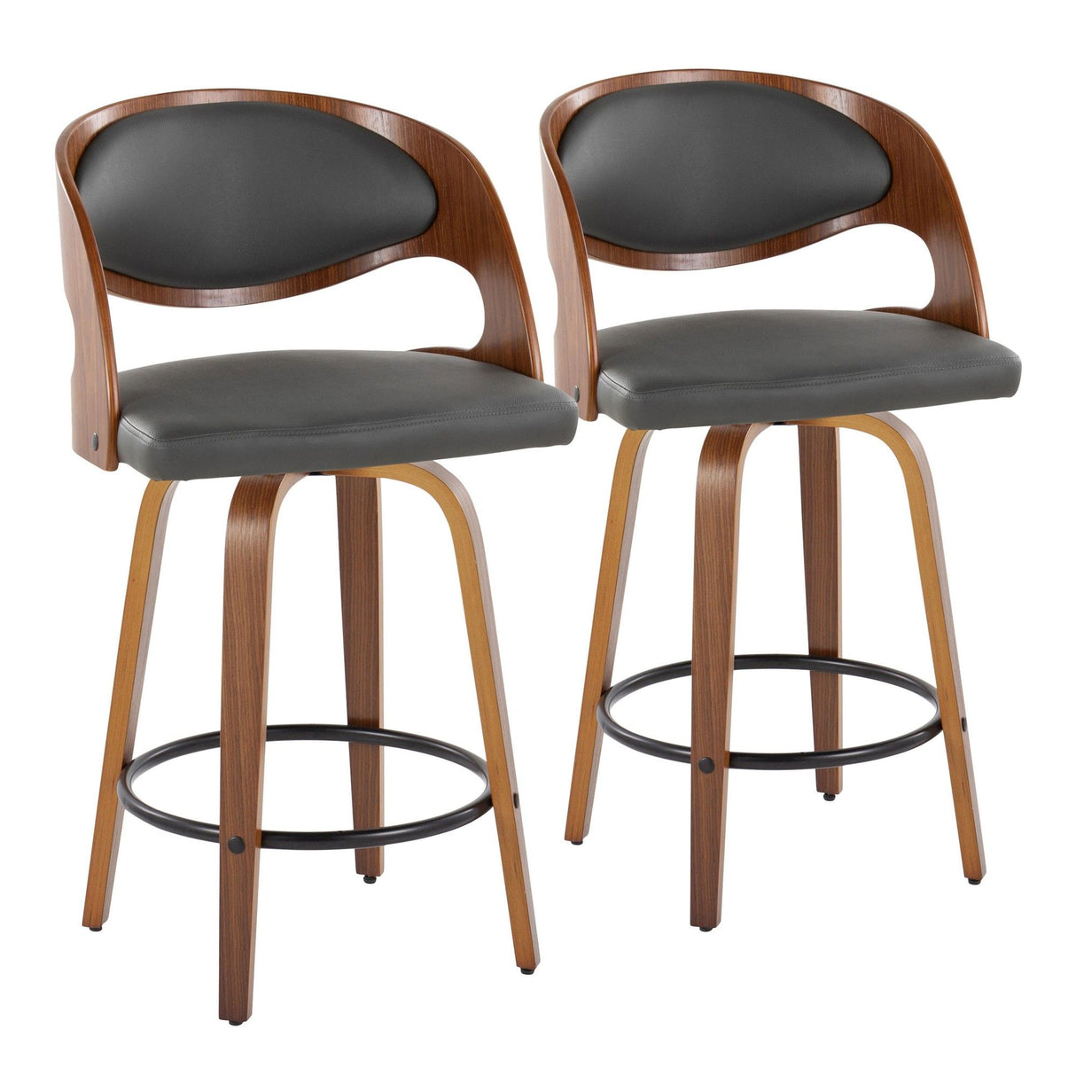 Pino - 26" Fixed-Height Counter Stool (Set of 2) - Walnut Legs