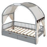 Bed With Arched Roof And 2 Drawers