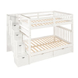 Full Over Full Bunk Bed With Shelves And 6 Storage Drawers - White