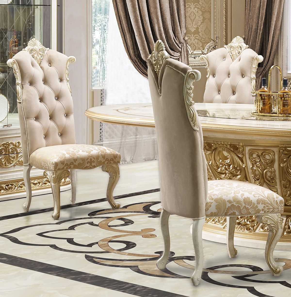 HD-903 - Dining Chair - Ivory / Gold