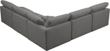 Plush - Velvet Standart Comfort 5 Piece Modular Sectional - Grey - Fabric