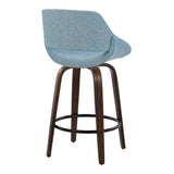 Fabrico - Mid Century Modern Fixed Height Counter Stool & Round Footrest (Set of 2)