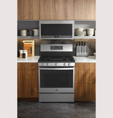 GE Profile(TM) Smart 30" Free-Standing Self Clean Gas Fingerprint Resistant Range with No Preheat Air Fry - (PGB935YPFS)