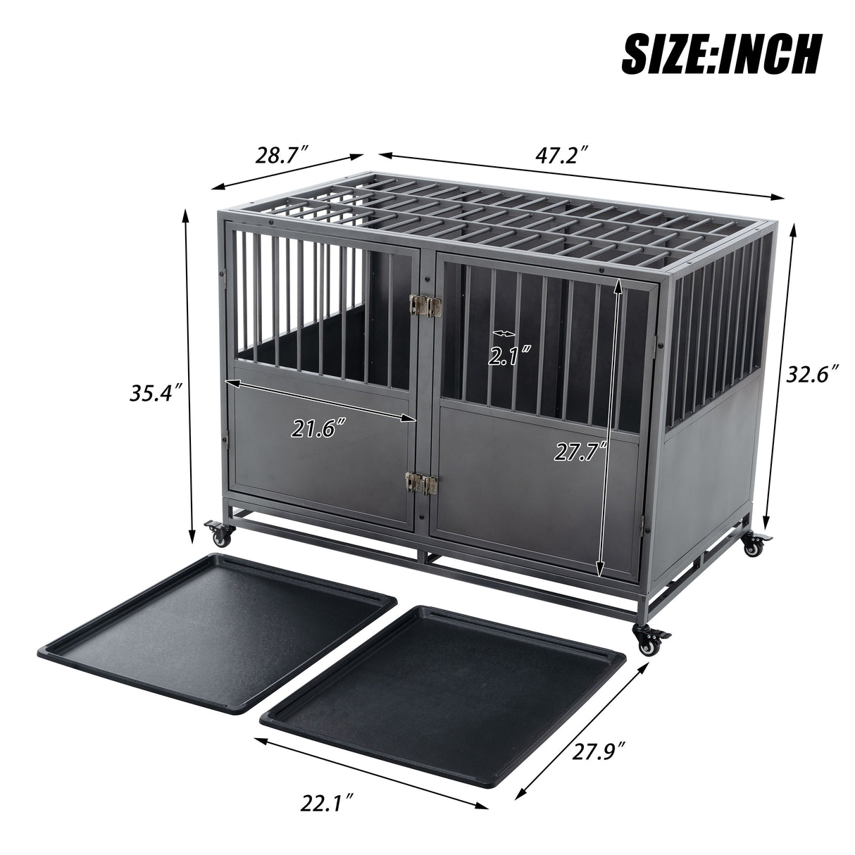 Heavy Duty Dog Crate - Silver Gray